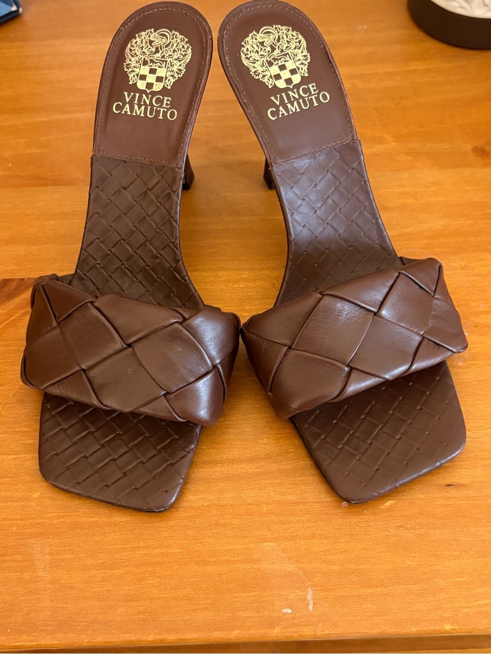 Vince Camuto Dark Brown Braided Slide Heels